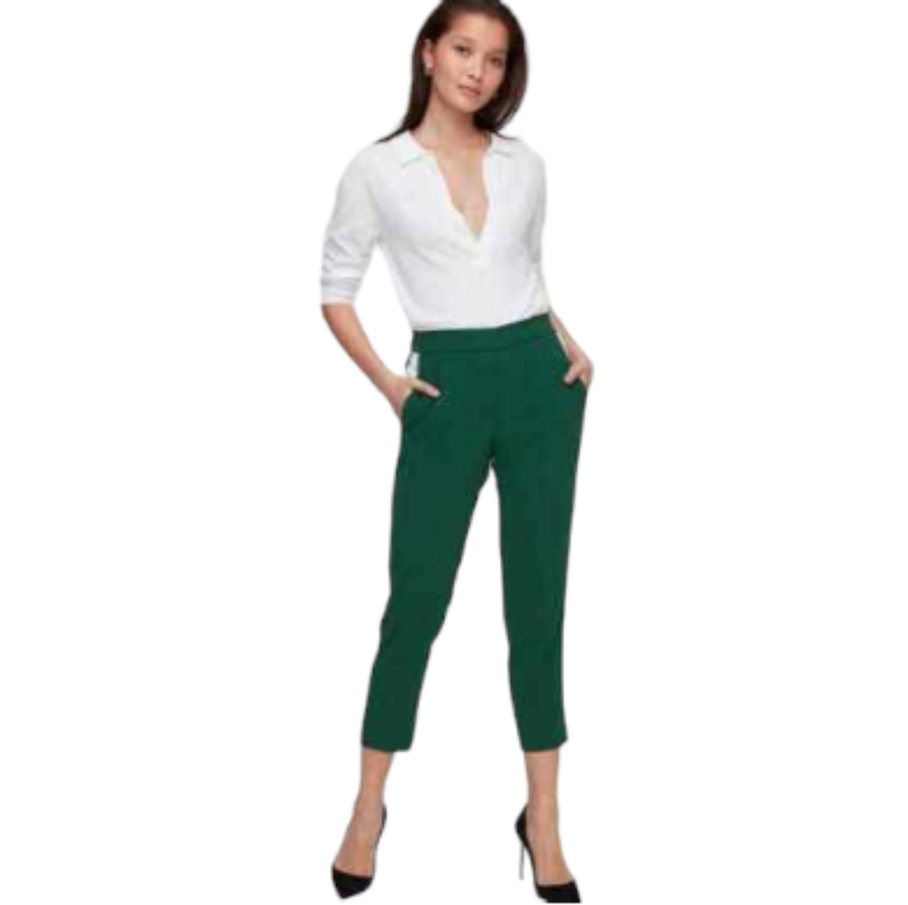 Aritzia Babaton cohen grean and white color block cropped pants size 6